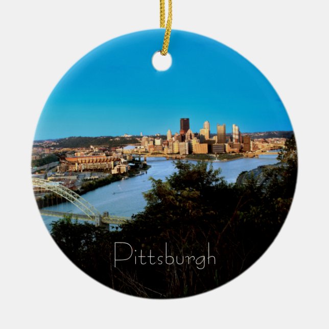 Pittsburgh-jultomten Ornament-Dubbla Sided Julgransprydnad Keramik (Framsidan)