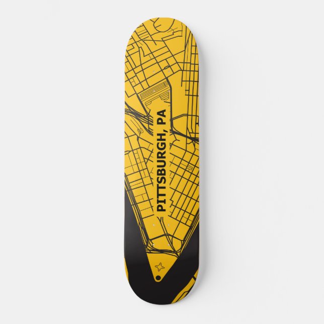 Pittsburgh karta mini skateboard bräda 18,5 cm (Framsida)