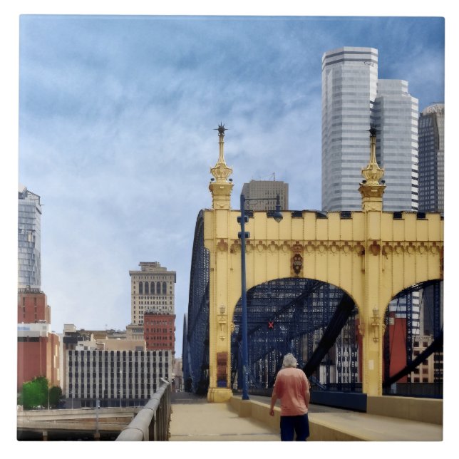 Pittsburgh - Korsning av Smithfield Street Bridge Kakelplatta (Framsidan)