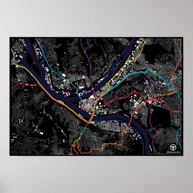 Pittsburgh Light Rail Figur Ground Poster (Framsidan)