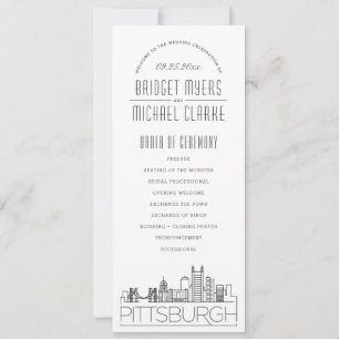 Pittsburgh   Modern deco-Bröllopsprogram Inbjudningar