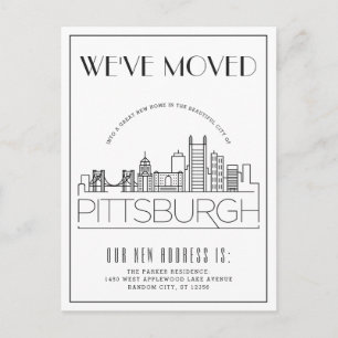 Pittsburgh Modern Deco Ny adress Meddelande Vykort