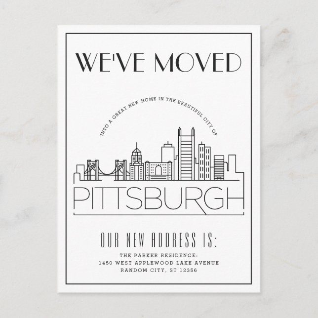Pittsburgh Modern Deco | Ny adress Meddelande Vykort (Framsida)