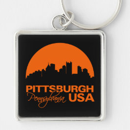 PITTSBURGH-nyckelring Fyrkantig Silverfärgad Nyckelring