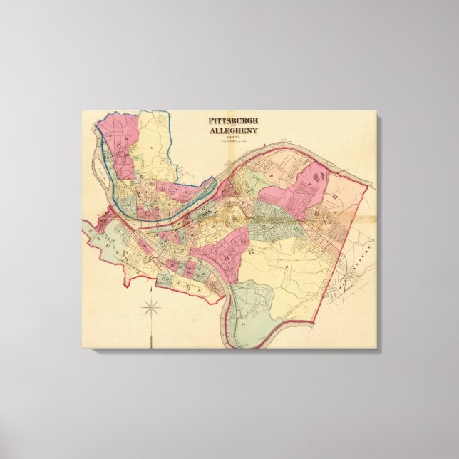 Pittsburgh och Allegheny Canvastryck (Framsida)