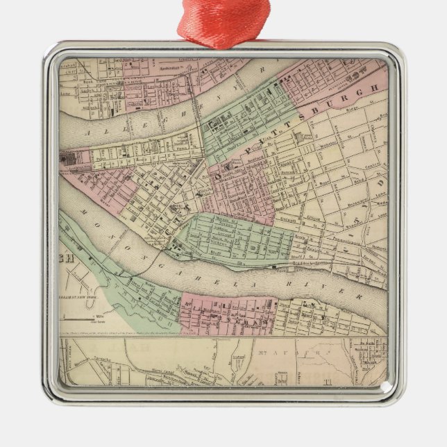 Pittsburgh och Allegheny, Pennsylvania Julgransprydnad Metall (Framsidan)