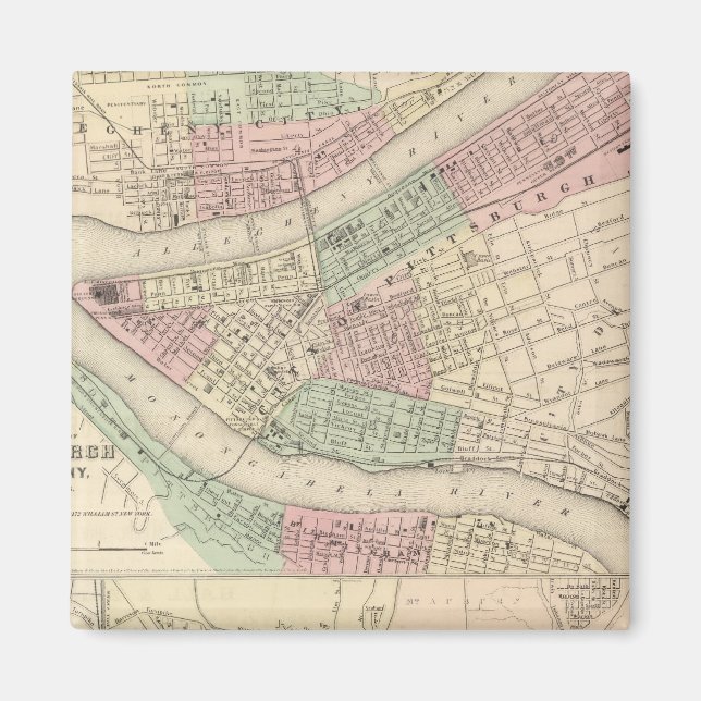 Pittsburgh och Allegheny, Pennsylvania Magnet (Framsidan)