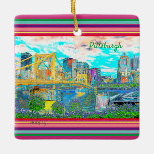 Pittsburgh Ornament Retro Photo Art 2 sid