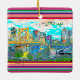 Pittsburgh Ornament Retro Photo Art 2 sidosatt