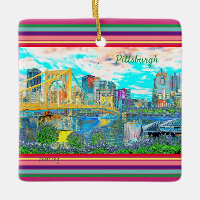 Pittsburgh Ornament Retro Photo Art 2 sidosatt (Framsida)
