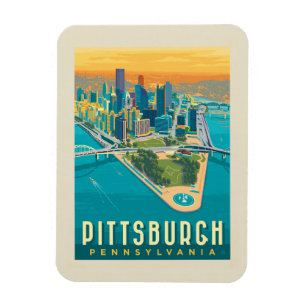 Pittsburgh, PA Fågelns Öga View Magnet