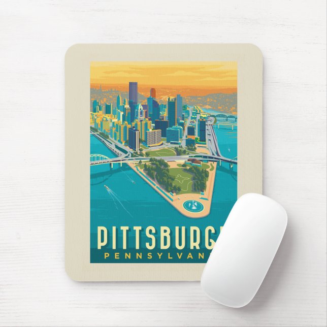 Pittsburgh, PA | Fågelns Öga View Musmatta (Med mus)