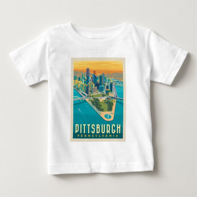 Pittsburgh, PA | Fågelns Öga View T Shirt (Framsida)