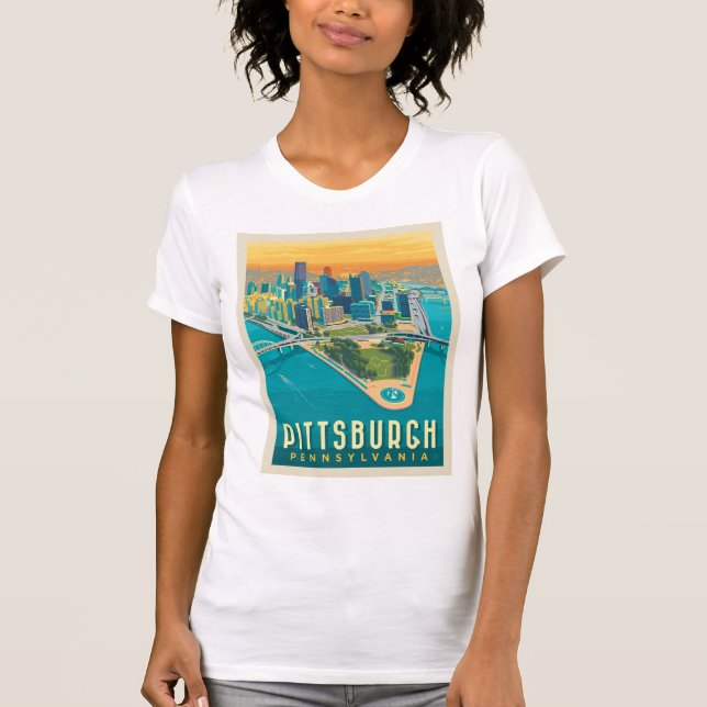 Pittsburgh, PA | Fågelns Öga View T Shirt (Framsida)