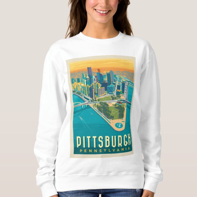 Pittsburgh, PA | Fågelns Öga View T Shirt (Framsida)