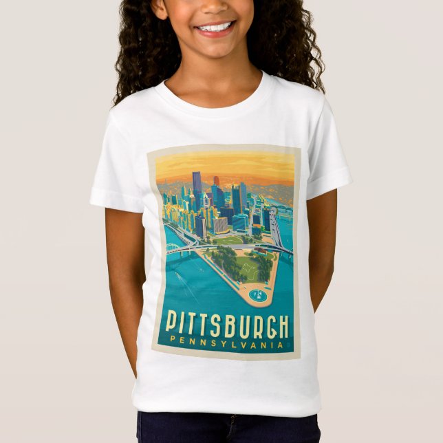 Pittsburgh, PA | Fågelns Öga View T Shirt (Framsida)