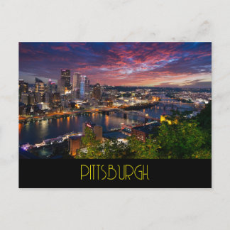 Pittsburgh på natten vykort