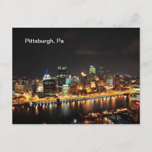 Pittsburgh på natten vykort