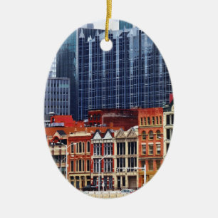 Pittsburgh PA Siluett närbild Julgransprydnad Keramik
