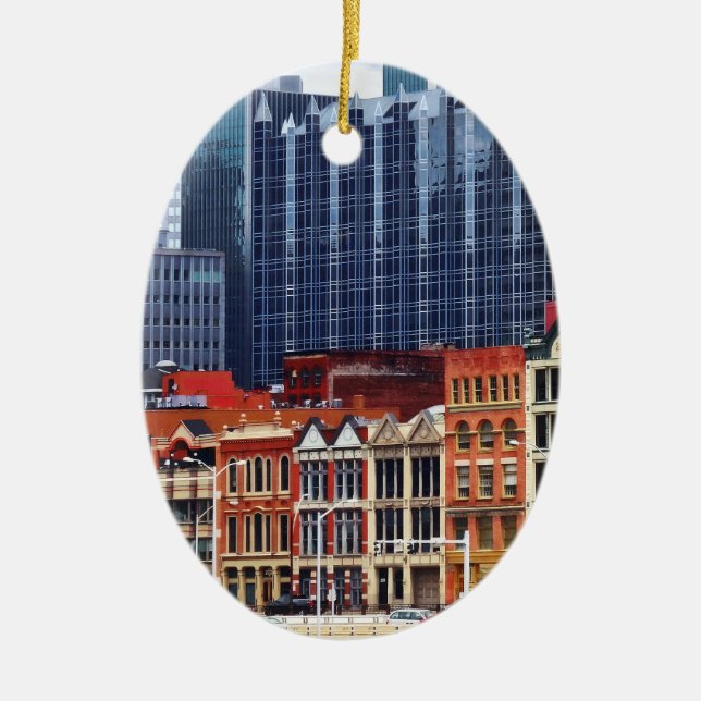 Pittsburgh PA Siluett närbild Julgransprydnad Keramik (Framsidan)
