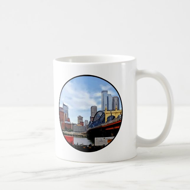 Pittsburgh PA - Tåg by Smithfield St Bridge Kaffemugg (Höger)