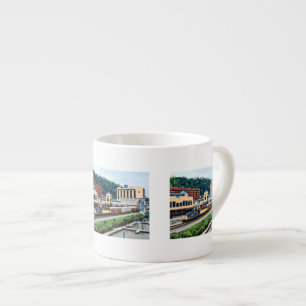 Pittsburgh PA - Tåg som går förbi stationen, Espressomugg