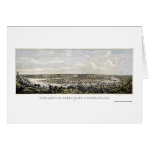 Pittsburgh panorama- karta för PA - 1871 Hälsningskort