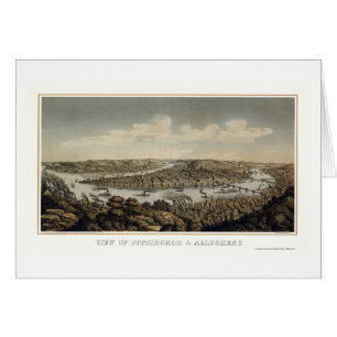 Pittsburgh panorama- karta för PA - 1874 Hälsningskort