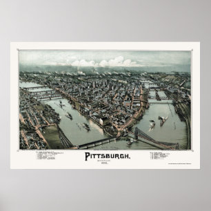 Pittsburgh panorama- karta för PA - 1902 Poster