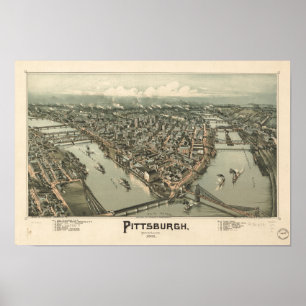 Pittsburgh Pennsylvania 1902 Antique Panoramic Kar Poster