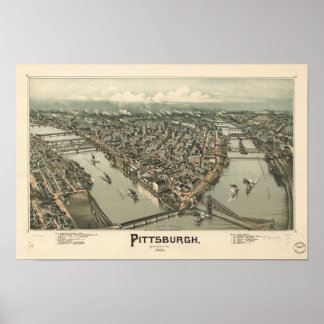 Pittsburgh Pennsylvania 1902 Antique Panoramic Kar Poster