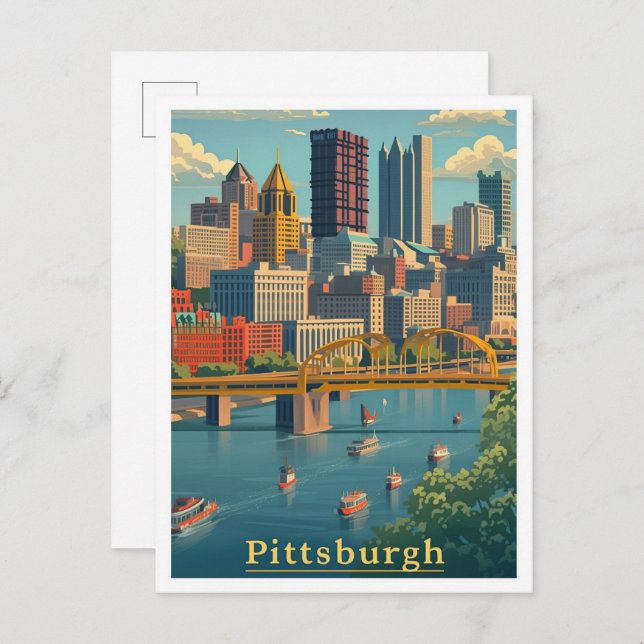 Pittsburgh Pennsylvania Art Vintage Vykort (Fram/baksida)