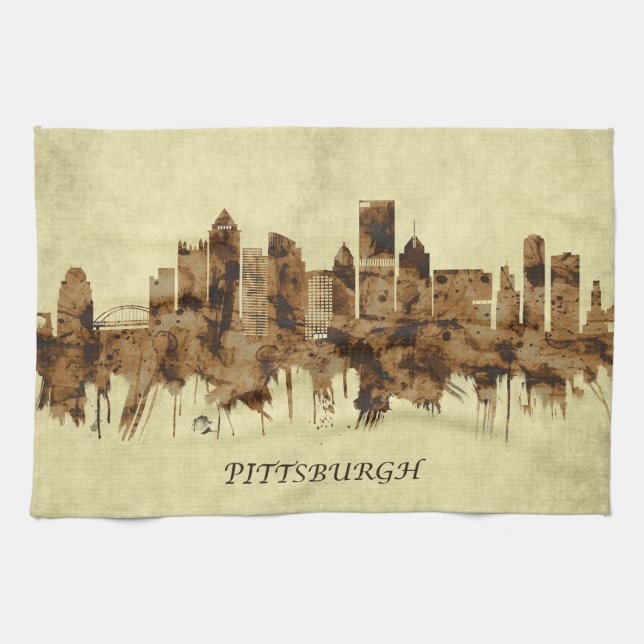 Pittsburgh Pennsylvania Cityscape Kökshandduk (Horisontell)