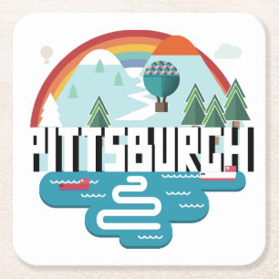 Pittsburgh Pennsylvania   Cityscapedesign Underlägg Papper Kvadrat