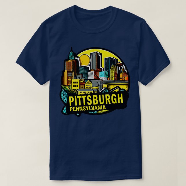 Pittsburgh Pennsylvania Downtown Skyline T Shirt (Design framsida)