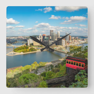 Pittsburgh Pennsylvania Duquesne Incline View    Fyrkantig Klocka
