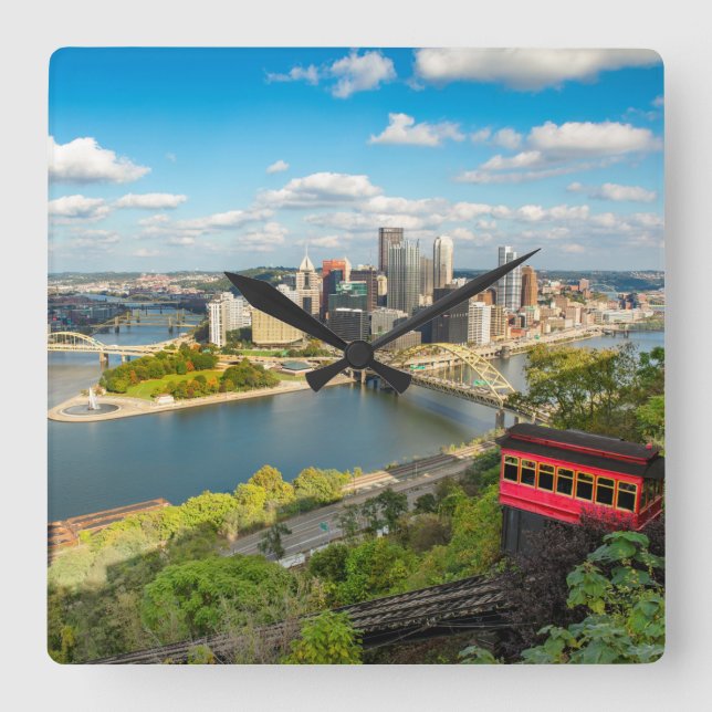 Pittsburgh Pennsylvania Duquesne Incline View    Fyrkantig Klocka (Framsida)