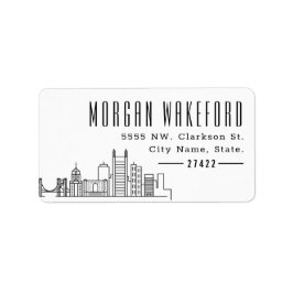 Pittsburgh, Pennsylvania Modern Deco Skyline Large Adressetikett