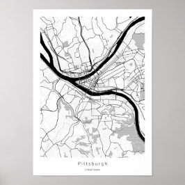 Pittsburgh Pennsylvania Modern Minimum Simal Karta Poster