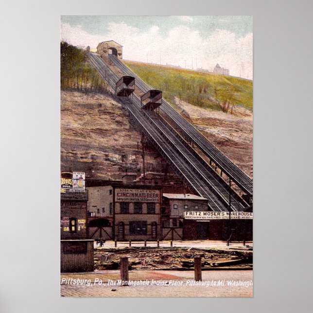 Pittsburgh Pennsylvania Monangahela Incline Flygpl Poster (Framsidan)