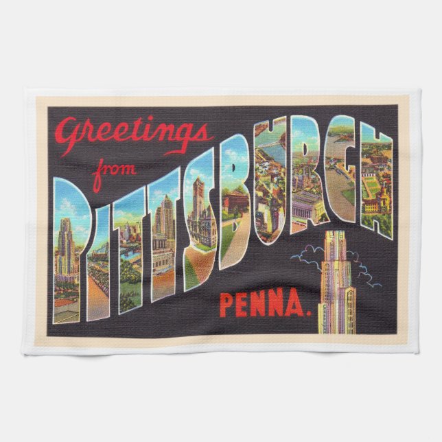 Pittsburgh Pennsylvania PA  Large Letter Postcard Kökshandduk (Horisontell)