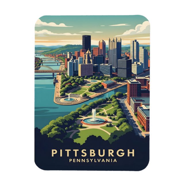 Pittsburgh, Pennsylvania Siluett Magnet (Vertikal)