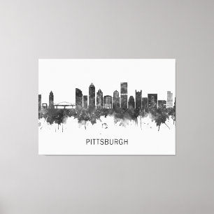 Pittsburgh Pennsylvania Skyline BW Canvastryck