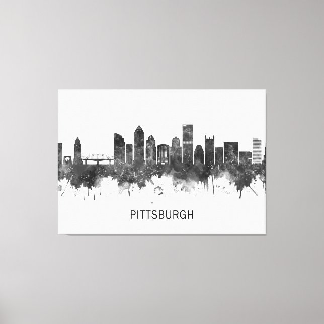 Pittsburgh Pennsylvania Skyline BW Canvastryck (Framsida)