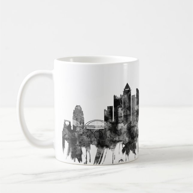 Pittsburgh Pennsylvania Skyline BW Kaffemugg (Vänster)