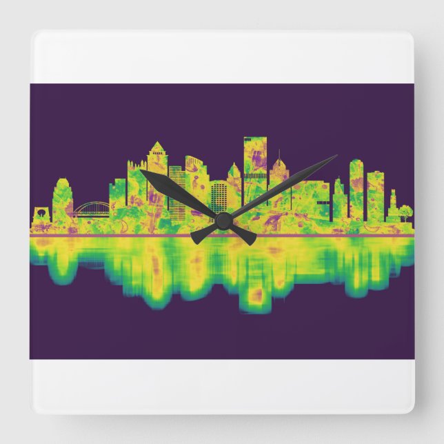 Pittsburgh Pennsylvania Skyline Fyrkantig Klocka (Framsida)