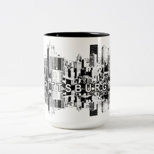 Pittsburgh, Pennsylvania skyline i svart Två-Tonad Mugg