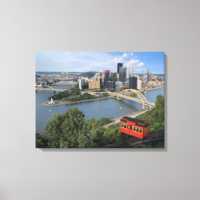 Pittsburgh Pennsylvania Skyline med Incline Canvastryck (Framsida)