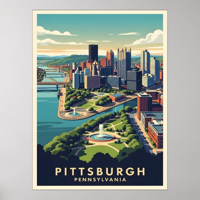 Pittsburgh, Pennsylvania Skyline Poster (Framsidan)
