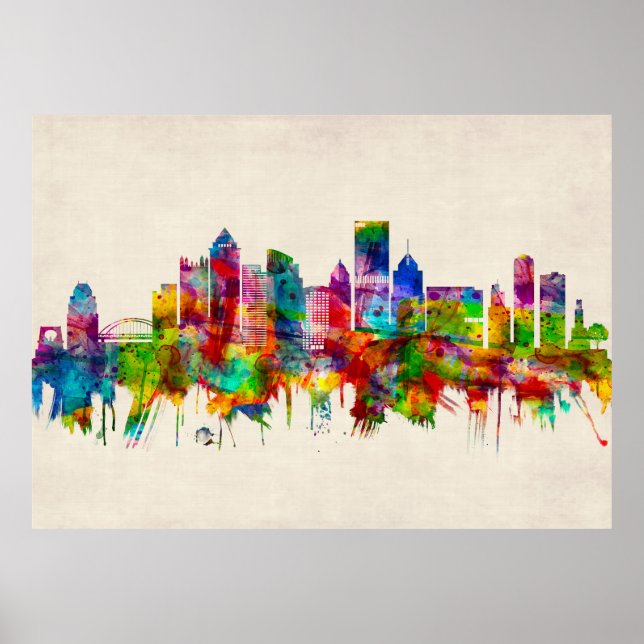 Pittsburgh Pennsylvania Skyline Poster (Framsidan)